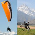 Electric paramotor pilot Guy-Bertrand Jaquier landing