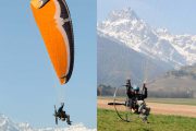 Paramoteur électrique en vol et à l'attérissage avec Guy-Bertrand Jaquier